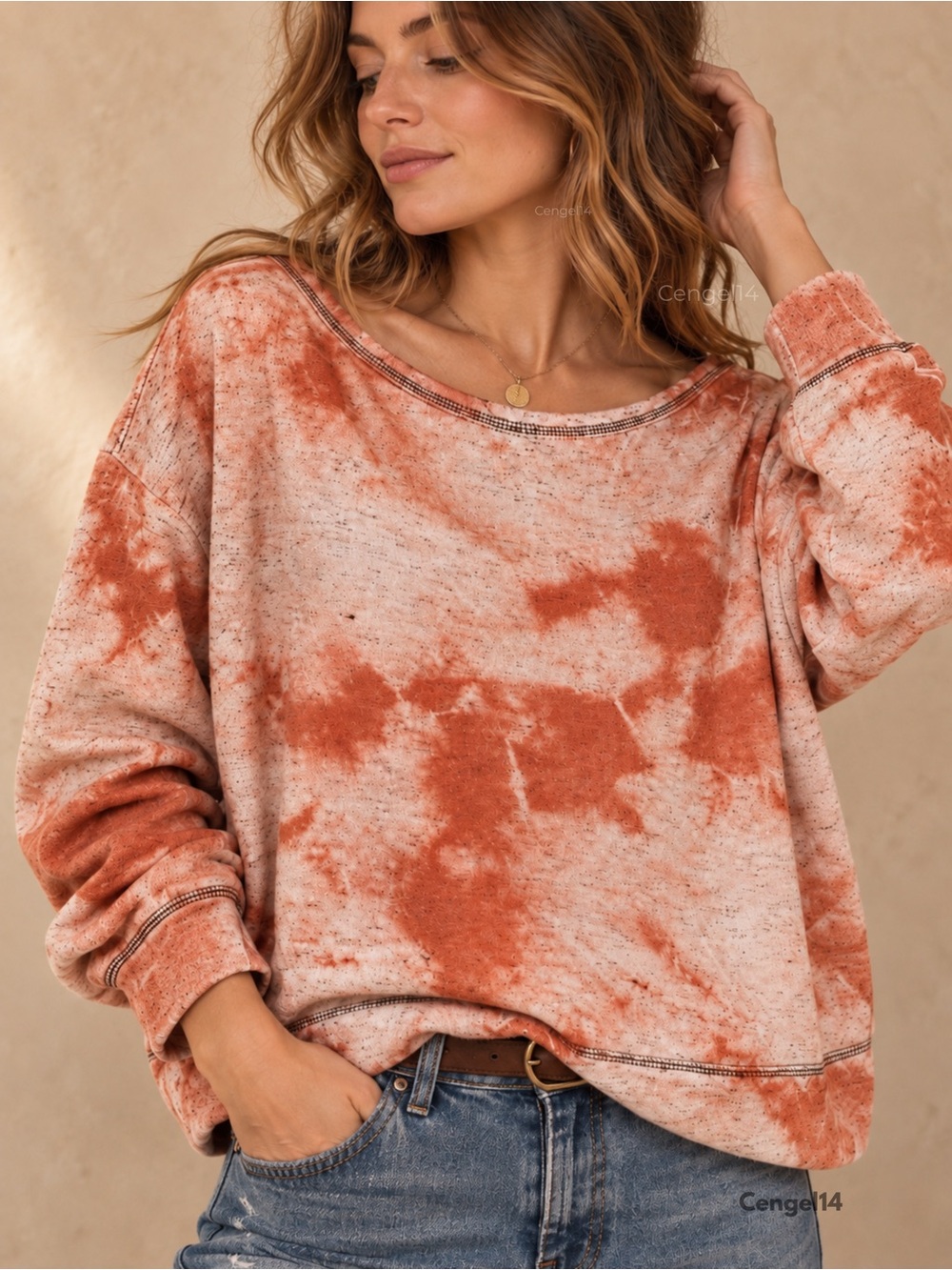 FP Movement Free People Tie Dye Cropped Sweatshirt Terracotta S NWOT